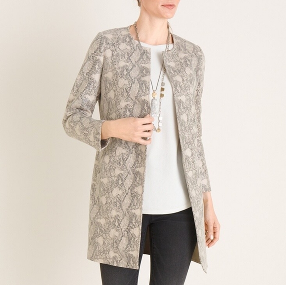 Chico's Faux Suede Snake Print Topper Jacket - Picture 2 of 8